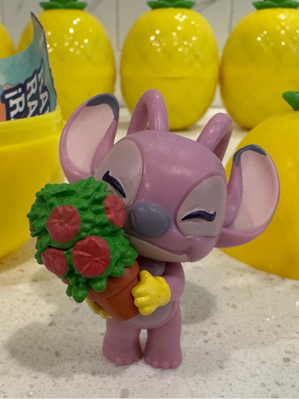 Disney Stitch Angel with Flowers 2” Figurine from Pineapple Mystery Collection